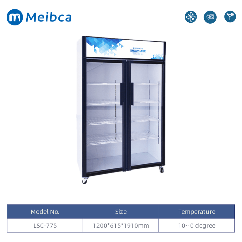 Refrigerador vertical con pantalla de vidrio de gran capacidad comercial